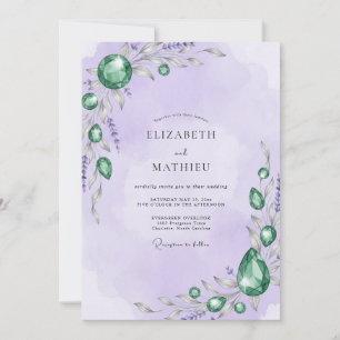 Lavendel-Smaragd-Juwel-Eukalyptus-Hochzeit Einladung