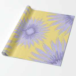 Lavendel Sonnenblumen auf Limon Geschenkpapier
