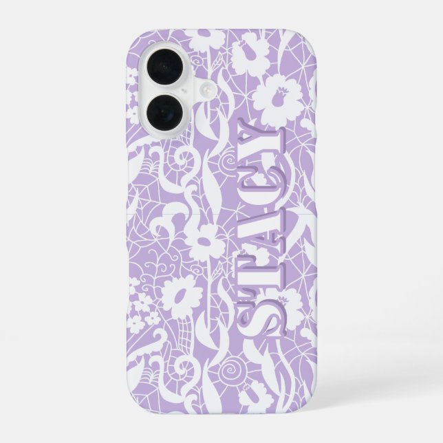 Lavendel-Spitzen-Blumenmuster-iPhone-Hülle mit ind iPhone 16 Hülle (Rückseite)