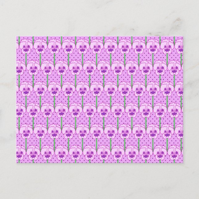 Lavendel-Stiefmütterchen - Retro-Tapete Postkarte (Vorderseite)