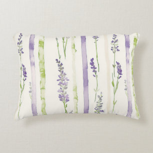 Lavendel Streifen Blumen Dekokissen