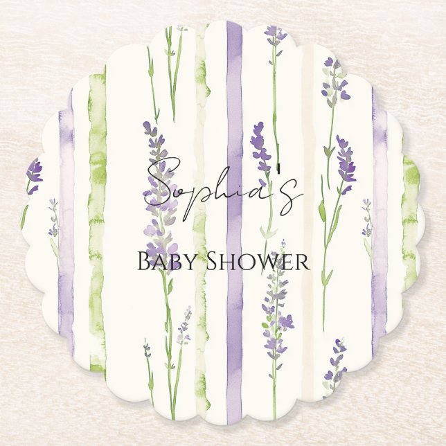 Lavendel Streifen Floral Untersetzer (Vorderseite)