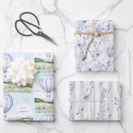 Lavendel Stripes Balloon Brautparty Geschenkpapier Set