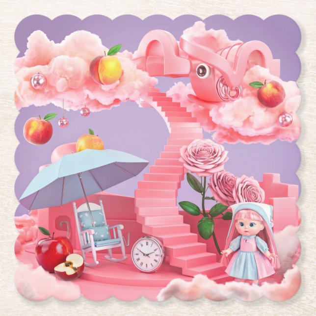 Lavendel Surreal Pink Untersetzer Set (Vorderseite)