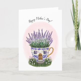 Lavendel Teacup Hütte Muttertagkarte Karte