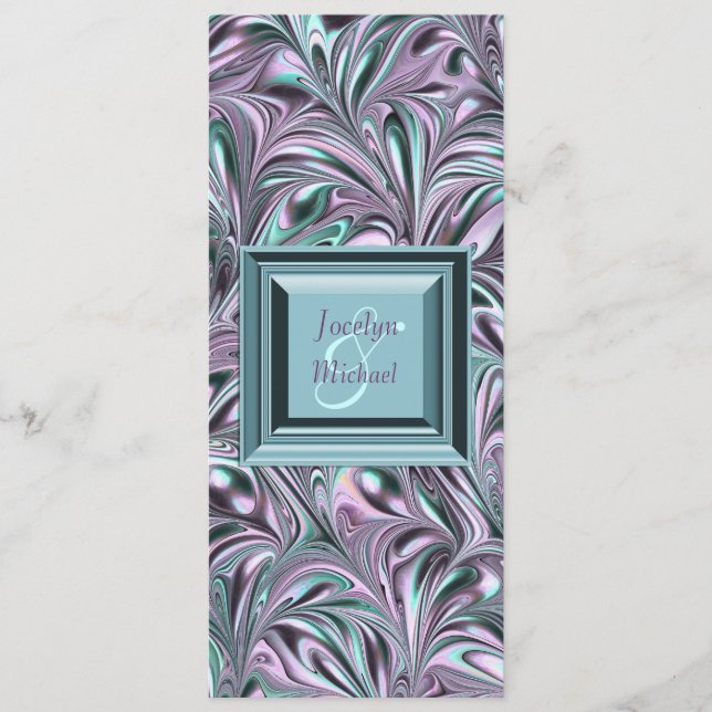 Lavendel-Teal-Blau-Hochzeitsprogramm Programm (Vorderseite)