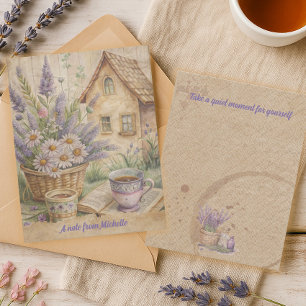 Lavendel-Tee-Wildblumen-Cottage-Karte Mitteilungskarte