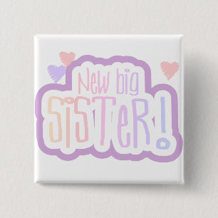 Lavendel-Text-neue große Schwester-T-Shirts und Button