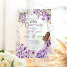 Lavendel-Tiara-Blumen-Schmetterlinge Quinceañera
