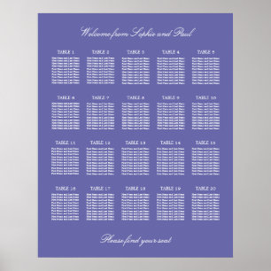 Lavendel-Tischplan-Hochzeits-Sitzplanposter für 20 Poster