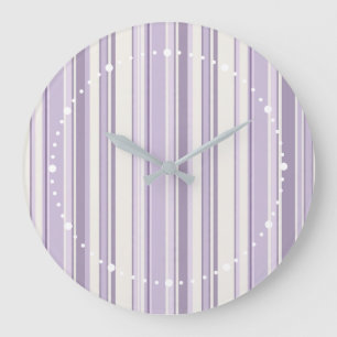 Lavendel-Töne weiche Elfenbein-Streifen Große Wanduhr