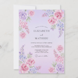 Lavendel-Träumende-Blüten-Hochzeit Einladung