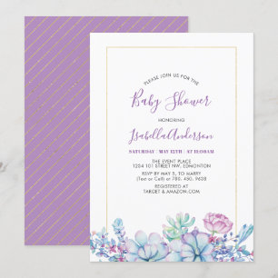 Lavendel Tropical Succulents Summer Baby Shower Einladung