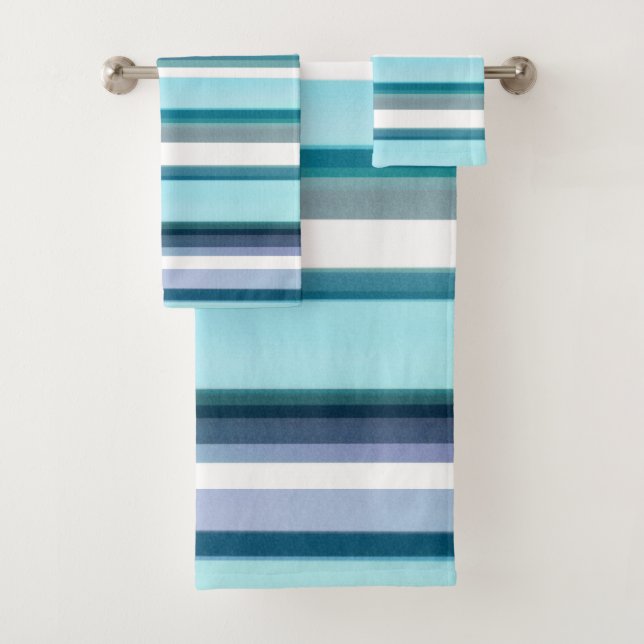 Lavendel Türkis Wasserfarben Streifen Badhandtuch Set (Insitu)