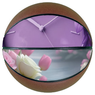 Lavendel-Uhr & sanfte Tulpen Kunstbasketball Basketball