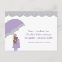 Lavendel Umbrella Baby Dusche Save the Date