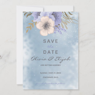 Lavendel- und Beige-Blume Save The Date