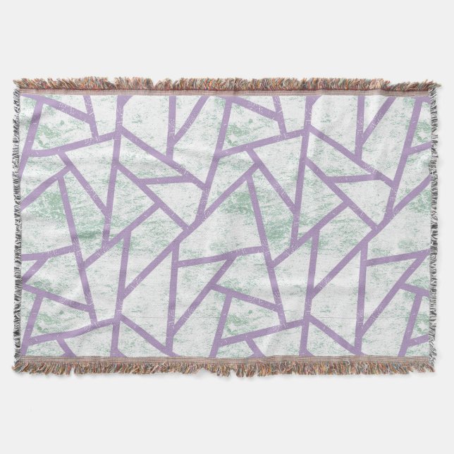 Lavendel und blassgrünes Mosaikmuster Decke (Vorderseite)