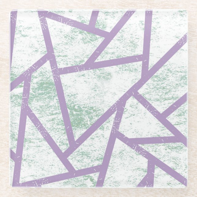 Lavendel und blassgrünes Mosaikmuster Glasuntersetzer (Vorderseite)