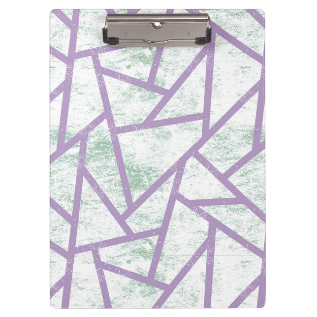 Lavendel und blassgrünes Mosaikmuster Klemmbrett (Vorderseite)
