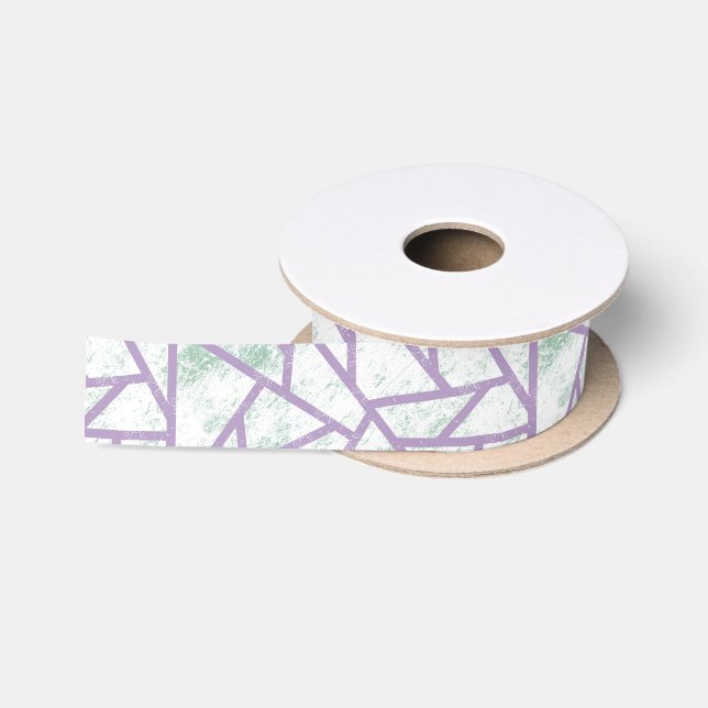 Lavendel und blassgrünes Mosaikmuster Satinband (Spule)