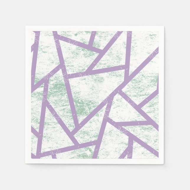 Lavendel und blassgrünes Mosaikmuster Serviette (Vorderseite)