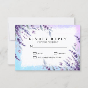 Lavendel und blaue elegante Wasserfarbe RSVP Karte