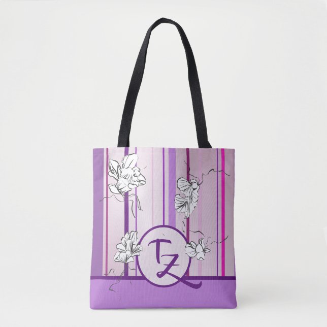 Lavendel- und Blume-Design Tasche (Vorderseite)