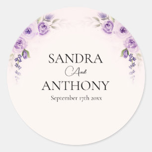 Lavendel und Blush Rose Hochzeit Runder Aufkleber