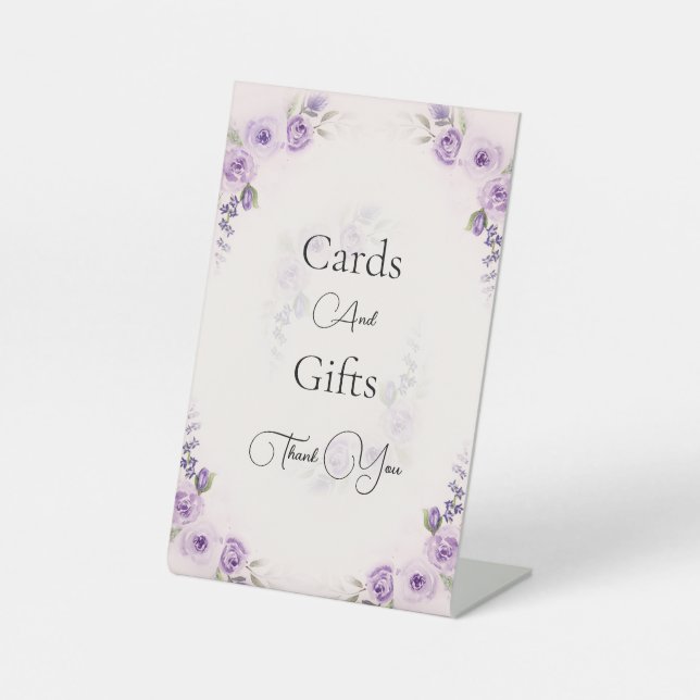 Lavendel und Blush Rose Hochzeit Sockelschild (Vorderseite)