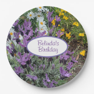 Lavendel- und Daisy-Blumen-Geburtstagsfeier-Teller Pappteller