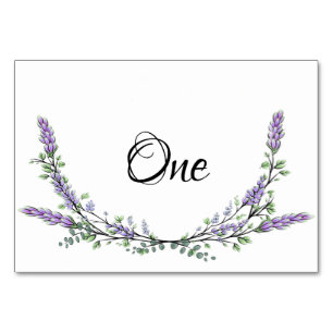 Lavendel- und Eukalyptus-Aquarelltabelle Tischnummer