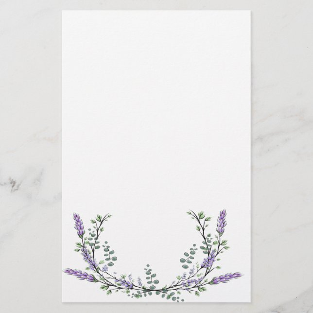 Lavendel und Eukalyptus Briefpapier (Vorderseite)