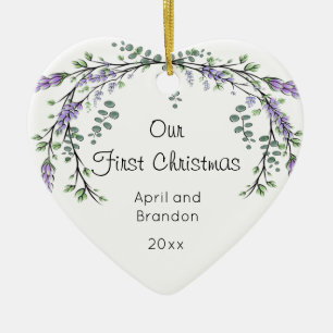Lavendel und Eukalyptus erstes Weihnachten Kera Keramik Ornament