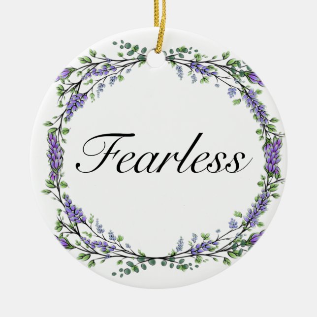 Lavendel und Eukalyptus Fearless Aquarellblume Keramik Ornament (Vorne)