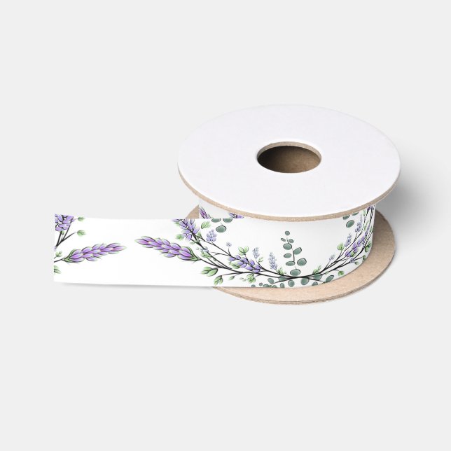 Lavendel und Eukalyptus Satinband (Spule)