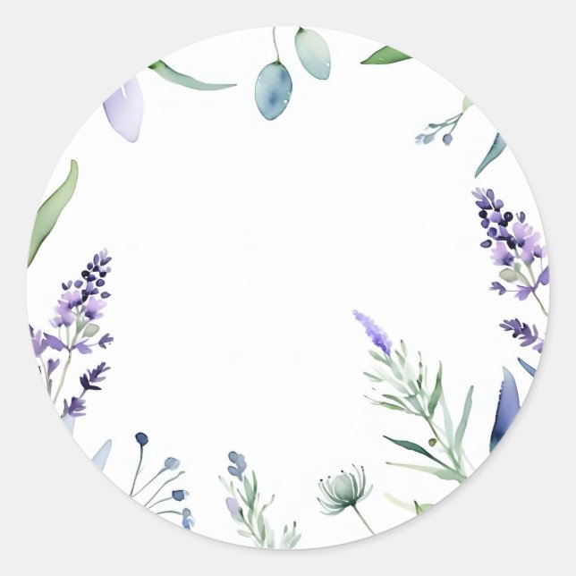 Lavendel und Eukalyptus Wasserfarbe Runder Aufkleber (Vorderseite)