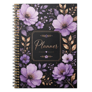 Lavendel- und Flieder-Blumenplanernotizbuch Notizblock