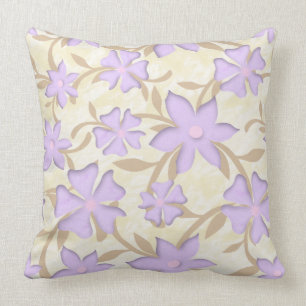 Lavendel- und Gold-Blume-Muster Kissen