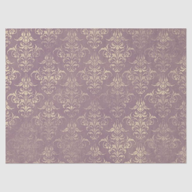 Lavendel- und Gold-Damaskus-Dekoupage Seidenpapier (Vorderseite)