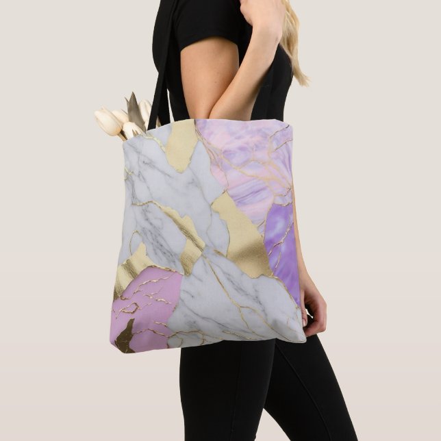 Lavendel und Gold Marmor Luxe Tasche (Von Nahem)