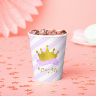 Lavendel und Gold Princess Geburtstagspartei Papie Pappbecher