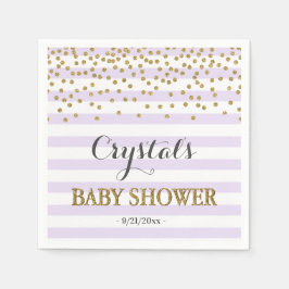 Lavendel und Gold Stripe Confetti Baby Girl Dusche Serviette