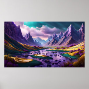 Lavendel und Goldlandschaft Poster