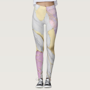 Lavendel- und Goldmarmor-Luxus Leggings