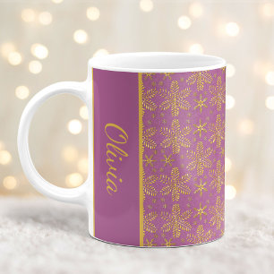 Lavendel und Goldschneeflocken Weihnachten Tasse