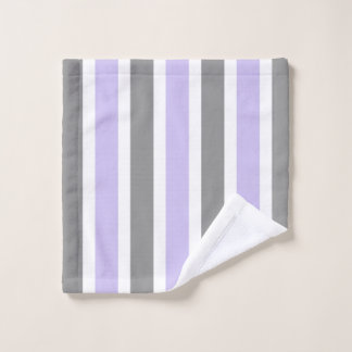 Lavendel und Grau Stripe Badetuch Set