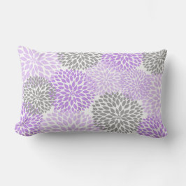Lavendel und graues Dahlia / Mums rechteckiges Kop Lendenkissen