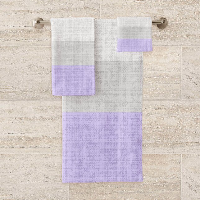 Lavendel- und Gray Crosshatch-Muster, Badhandtuch Set (Von Creator hochgeladen)