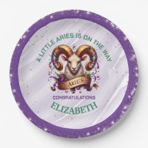 Lavendel- und Grün-Aries-Zodiak-Baby-Party